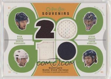 2010-11 O-Pee-Chee - Souvenirs Quadruple Game Used Jerseys #SV-CBJ - Rick Nash, Steve Mason, Derick Brassard, Jakub Voracek