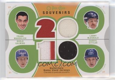 2010-11 O-Pee-Chee - Souvenirs Quadruple Game Used Jerseys #SV-TML - Darryl Sittler, Frank Mahovlich, Lanny McDonald, Borje Salming