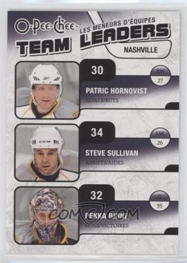 2010-11 O-Pee-Chee - Team Leaders #TL-17 - Patric Hornqvist, Steve Sullivan, Pekka Rinne