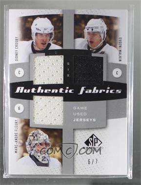 2010-11 SP Game Used Edition - Authentic Fabrics Sixes #AF6-PTWA - Sidney Crosby, Evgeni Malkin, Marc-Andre Fleury, Alex Ovechkin, Nicklas Backstrom, Mike Green /7