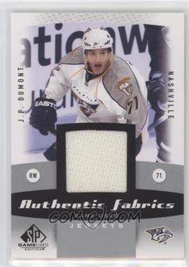 2010-11 SP Game Used Edition - Authentic Fabrics #AF-JD - J.P. Dumont