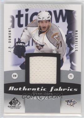 2010-11 SP Game Used Edition - Authentic Fabrics #AF-JD - J.P. Dumont