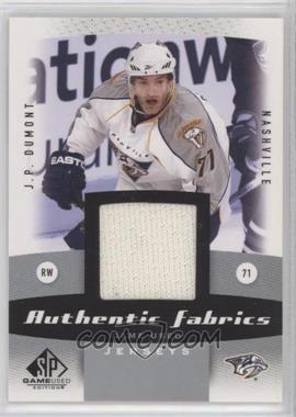 2010-11 SP Game Used Edition - Authentic Fabrics #AF-JD - J.P. Dumont