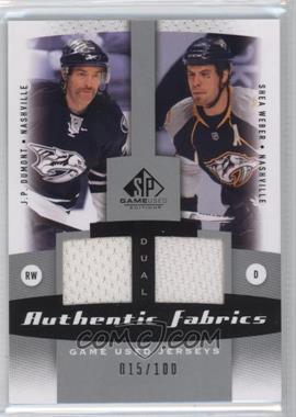 2010-11 SP Game Used Edition - Dual Authentic Fabrics #AF2-DW - J.P. Dumont, Shea Weber /100