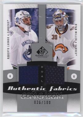 2010-11 SP Game Used Edition - Dual Authentic Fabrics #AF2-LM - Roberto Luongo, Ryan Miller /100