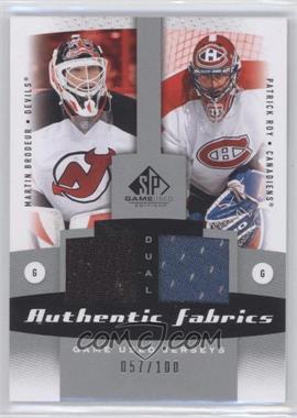 2010-11 SP Game Used Edition - Dual Authentic Fabrics #AF2-RB - Martin Brodeur, Patrick Roy /100