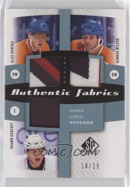 2010-11 SP Game Used Edition - Triple Authentic Fabrics - Patches #AF3-EDM - Shawn Horcoff, Dustin Penner, Ales Hemsky /15