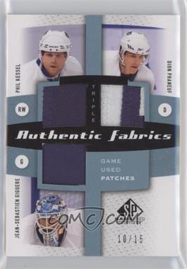 2010-11 SP Game Used Edition - Triple Authentic Fabrics - Patches #AF3-TOR - Phil Kessel, Dion Phaneuf, Jean-Sebastien Giguere /15