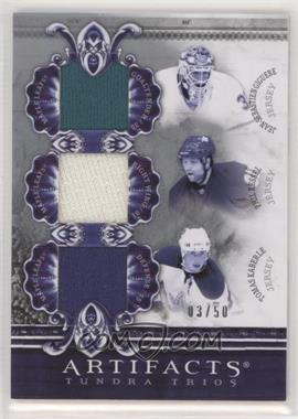 2010-11 Upper Deck Artifacts - Tundra Trios Jerseys - Silver #TT3-LEAF - Jean-Sebastien Giguere, Phil Kessel, Tomas Kaberle /50