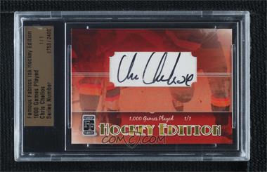 2010 Famous Fabrics Ink Hockey Edition - [Base] #753 - 1,000 Games Played - Chris Chelios /1 [Uncirculated]