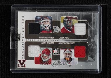 2010 In the Game - Spring Expo Redemption Prize Superlative Combos Game-Used - Silver ITG Vault Ruby #SC-46 - Martin Brodeur, Carey Price, Chris Osgood, Miikka Kiprusoff /9 [Uncirculated]