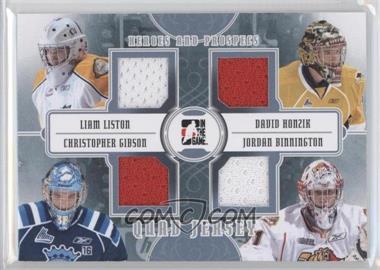 2011-12 In the Game Heroes and Prospects - Quad Jersey - Silver #QJ-10 - Liam Liston, David Honzik, Christopher Gibson, Jordan Binnington /80