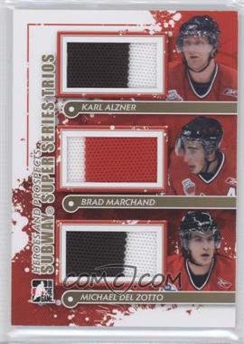 2011-12 In the Game Heroes and Prospects - Subway Super Series Trios - Gold #SST-18 - Karl Alzner, Brad Marchand, Michael Del Zotto /10