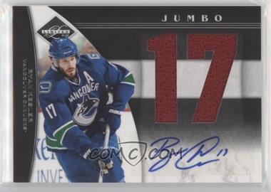 2011-12 Limited - Jumbo Materials - Jersey Numbers Signatures #8 - Ryan Kesler /25