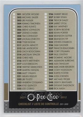 2011-12 O-Pee-Chee - [Base] #498 - Checklist - Cards 201-300
