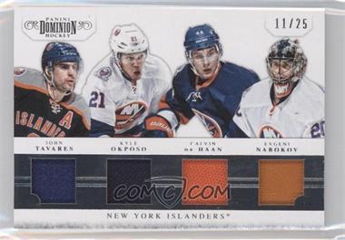 2011-12 Panini Dominion - Quad Jerseys #17 - Calvin de Haan, Evgeni Nabokov, Kyle Okposo, John Tavares /25