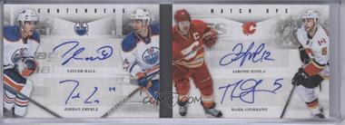 2011-12 Panini Playoff Contenders - Matchups Quad Autographs Booklet #7 - Jordan Eberle, Jarome Iginla, Mark Giordano, Taylor Hall