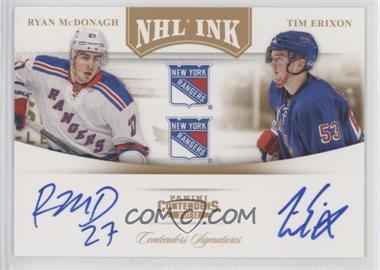 2011-12 Panini Playoff Contenders - NHL Ink Duals - Gold #10 - Ryan McDonagh, Tim Erixon /25 [EX to NM]