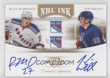 2011-12 Panini Playoff Contenders - NHL Ink Duals - Gold #10 - Ryan McDonagh, Tim Erixon /25