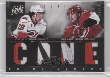 2011-12 Panini Prime - Prime Combos Dual Materials - Patches #20 - Jamie McBain, Justin Faulk /10