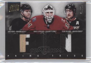 2011-12 Panini Prime - Prime Trios Materials - Prime #5 - Saku Koivu,  Miikka Kiprusoff, Teemu Selanne /25