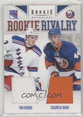 2011-12 Panini Rookie Anthology - Rookie Rivalry Materials #6 - Tim Erixon, Calvin de Haan