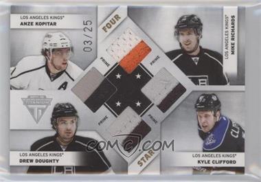 2011-12 Panini Titanium - Four Star Memorabilia - Prime #4 - Anze Kopitar, Mike Richards, Drew Doughty, Kyle Clifford /25 [EX to NM]