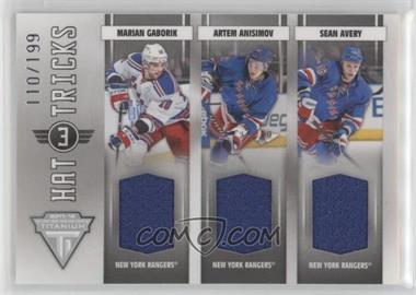 2011-12 Panini Titanium - Hat Tricks Memorabilia #1 - Marian Gaborik, Artem Anisimov, Sean Avery /199