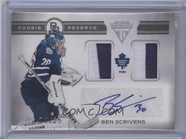 2011-12 Panini Titanium - Rookie Reserve Dual Memorabilia Autographs - Prime #23 - Ben Scrivens /25