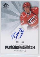 Autographed Future Watch - Justin Faulk #/999