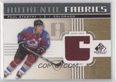 2011-12 SP Game Used Edition - Authentic Fabrics - Gold #AF-PA.G - Paul Stastny (G)