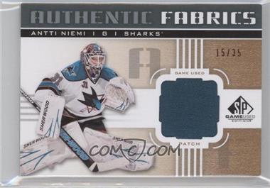 2011-12 SP Game Used Edition - Authentic Fabrics - Patch #AF-AN - Antti Niemi /35