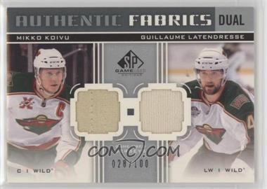 2011-12 SP Game Used Edition - Authentic Fabrics Dual #AF2-GK - Mikko Koivu, Guillaume Latendresse /100