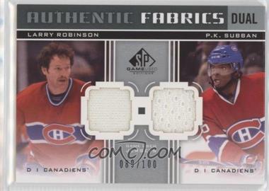 2011-12 SP Game Used Edition - Authentic Fabrics Dual #AF2-RS - Larry Robinson, P.K. Subban /100