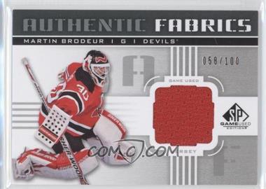 2011-12 SP Game Used Edition - Authentic Fabrics #AF-MB - Martin Brodeur /100