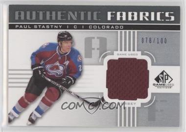 2011-12 SP Game Used Edition - Authentic Fabrics #AF-PA - Paul Stastny /100