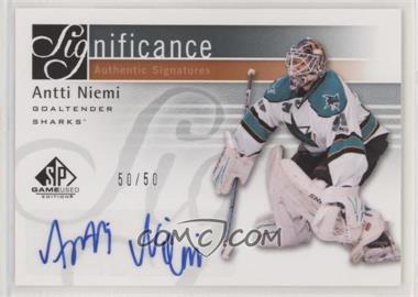 2011-12 SP Game Used Edition - SIGnificance #SIG-AN - Antti Niemi /50
