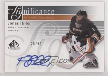 2011-12 SP Game Used Edition - SIGnificance #SIG-JH - Jonas Hiller /50