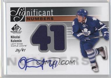 2011-12 SP Game Used Edition - Significant Numbers #SN-NK - Nikolai Kulemin /41