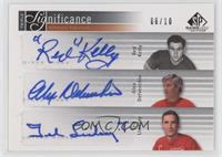 Red Kelly, Alex Delvecchio, Ted Lindsay #/10