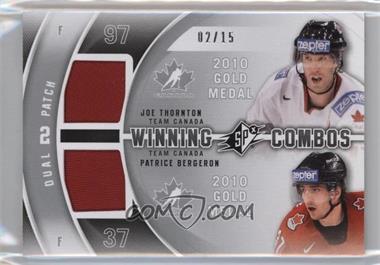 2011-12 SPx - Winning Combos - Patch #WC-TB - Joe Thornton, Patrice Bergeron /15