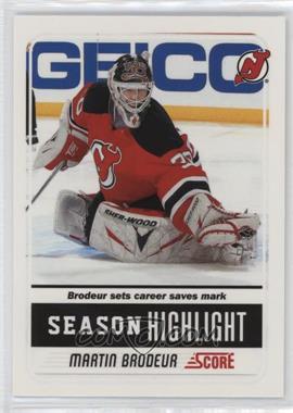 2011-12 Score - [Base] - Glossy #21 - Season Highlights - Martin Brodeur