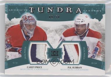 2011-12 Upper Deck Artifacts - Tundra Tandems Dual Jerseys - Green Patches #TT2-CP - Carey Price, P.K. Subban /50
