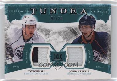 2011-12 Upper Deck Artifacts - Tundra Tandems Dual Jerseys - Green Patches #TT2-EH - Taylor Hall, Jordan Eberle /50