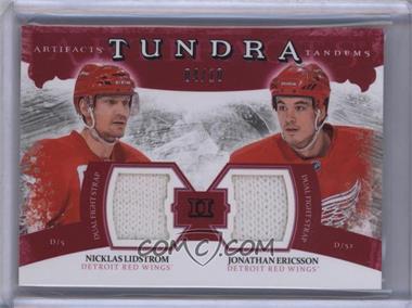 2011-12 Upper Deck Artifacts - Tundra Tandems Dual Jerseys - Red Fight Straps #TT2-LE - Nicklas Lidstrom, Jonathan Ericsson /10