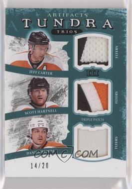 2011-12 Upper Deck Artifacts - Tundra Trios Jerseys - Green Patches #TT3-FLYR - Jeff Carter, Daniel Briere, Scott Hartnell /20