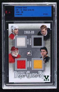 2012-13 In the Game Ultimate Memorabilia - Days Gone By - Silver 14-15 ITG Ultimate Vault Emerald #_CNVL - Chris Chelios, Bernie Nicholls, Mike Vernon, Mario Lemieux /1 [Uncirculated]