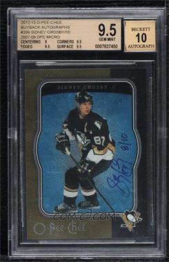 2012-13 O-Pee-Chee - Buyback Autographs #399 - Sidney Crosby /10 [BGS 9.5 GEM MINT]
