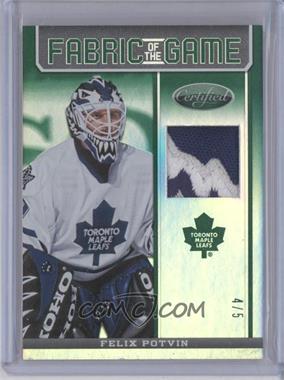 2012-13 Panini Certified - Fabric of the Game - Mirror Emerald Patch #FOG-FP - Felix Potvin /5