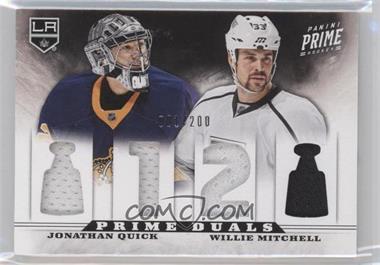 2012-13 Panini Prime - Prime Duals #16 - Jonathan Quick, Willie Mitchell /200